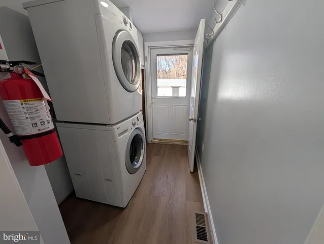 a utility room with dryer and washer