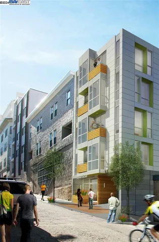 a front view of a building with street view