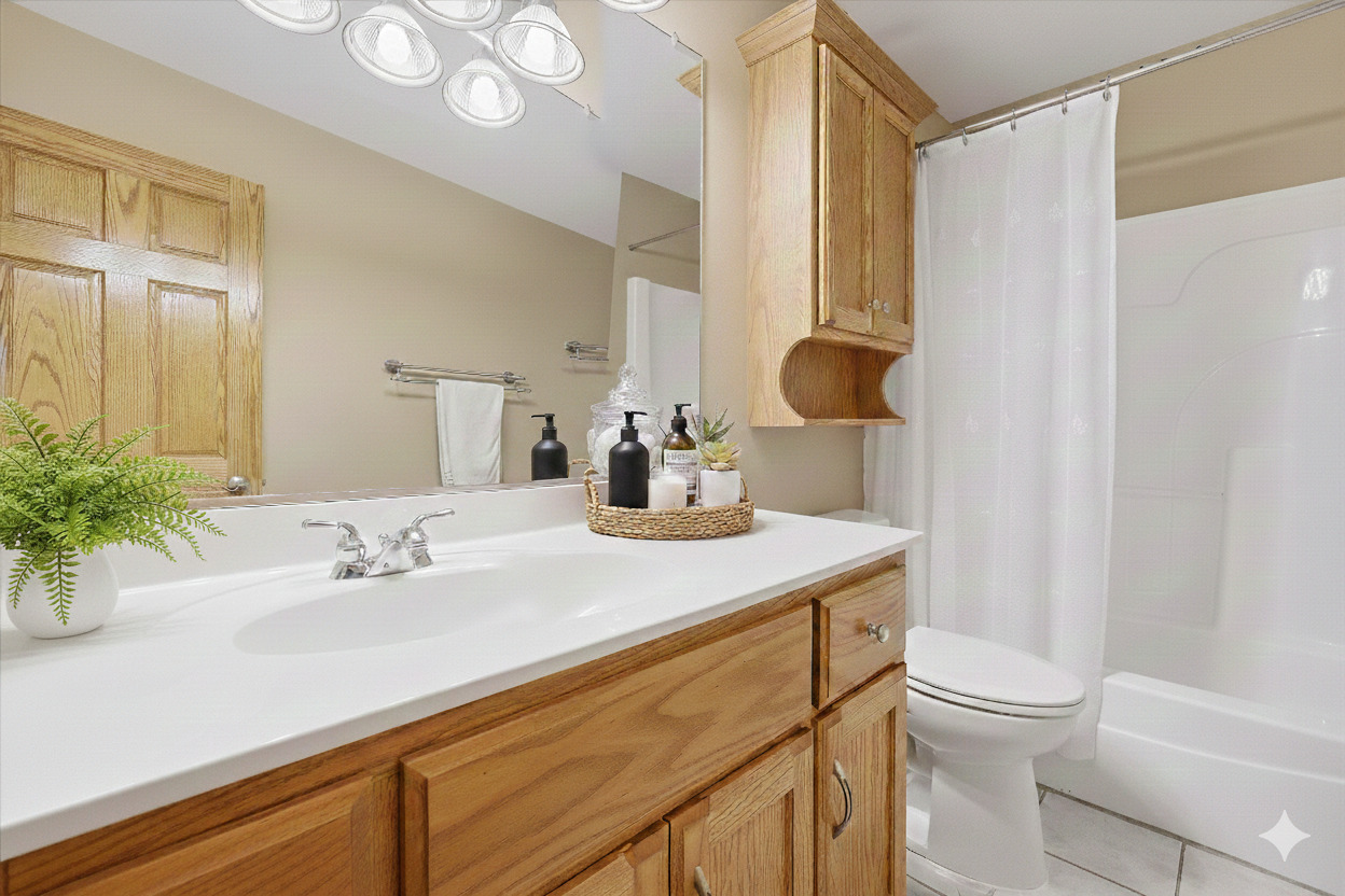 3688 Warwick Drive Crete, IL 60417 - Photo 17 of 27 a bathroom with a sink a toilet and shower