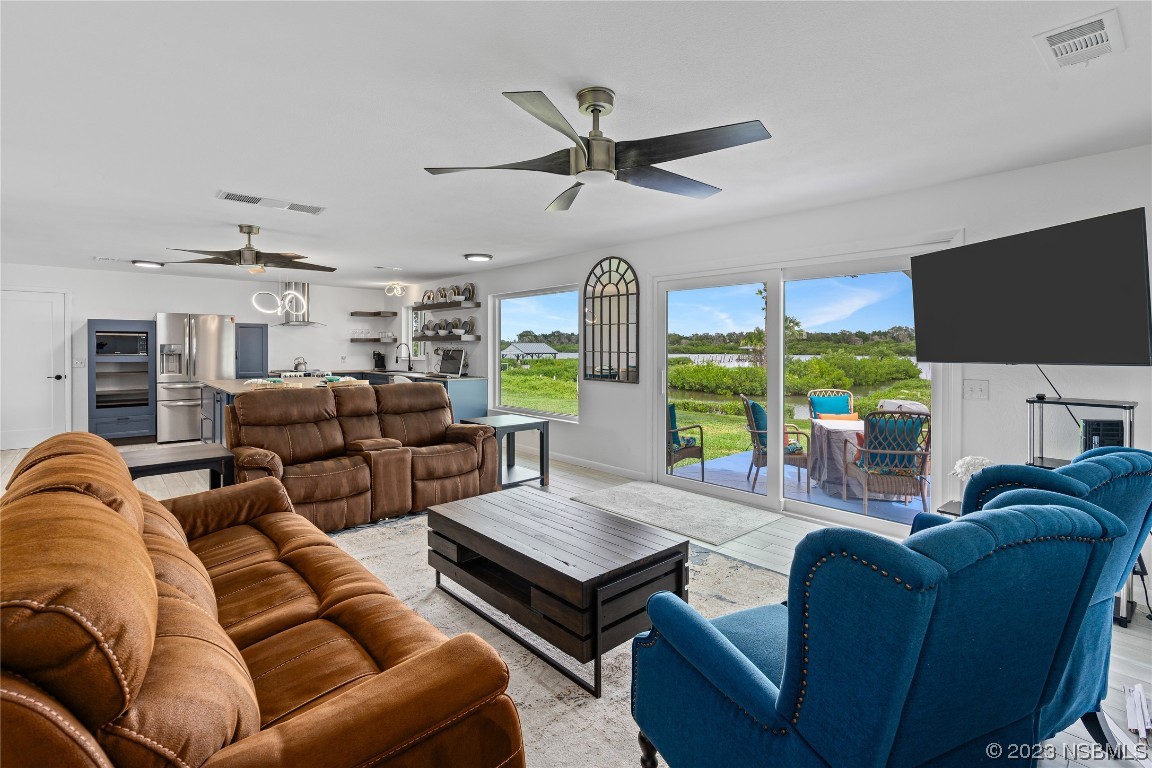 Undisclosed Address Edgewater, FL 32141 - Photo 17 of 34 a living room with furniture a ceiling fan and a large window