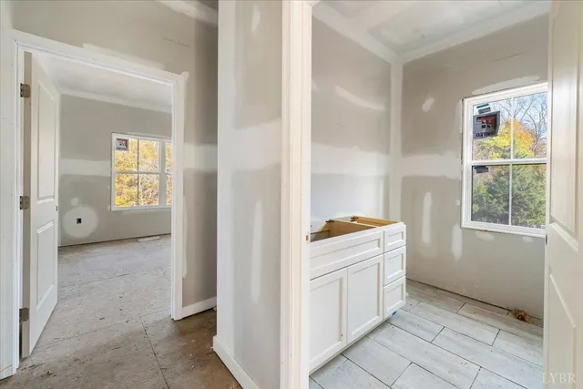 a bathroom with a bathtub