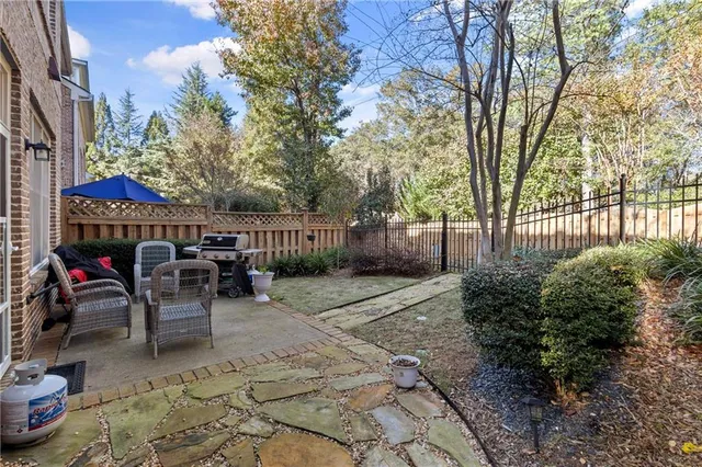 a view of a chairs in a patio