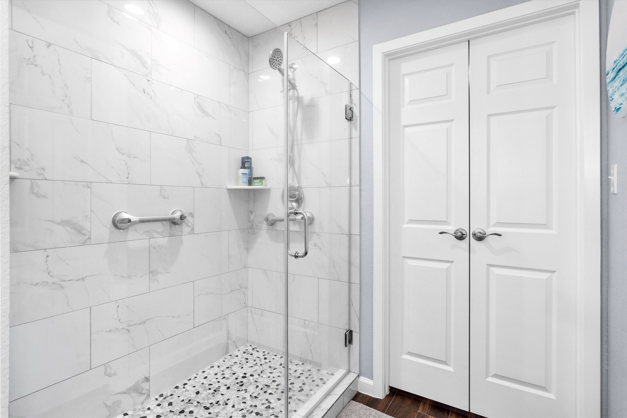 1057 Magnolia Point Drive Huffman, TX 77336 - Photo 30 of 48 This walk-in shower is big, has great tile & also has safety bars installed