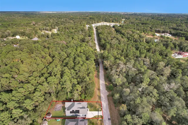 an aerial view of a house