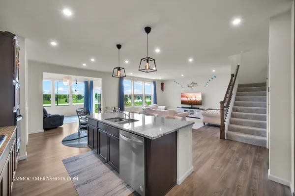 a kitchen with lots of counter top space