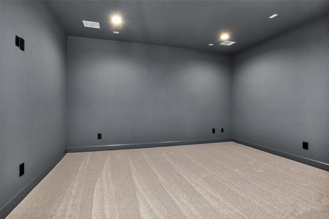 an empty room with a workbench