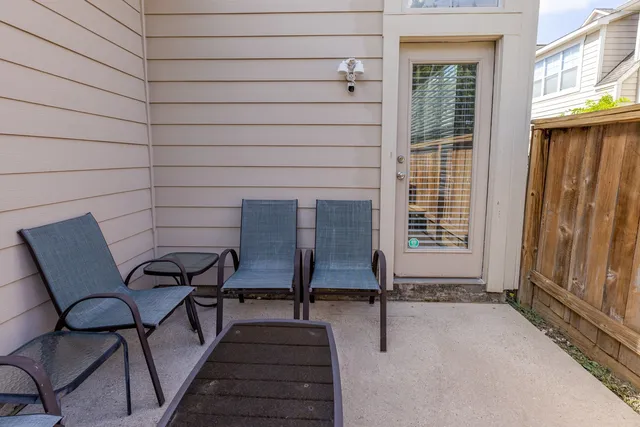 a building outdoor space with patio