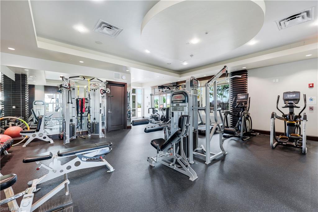 9123 Strada Place, Unit 7309 Naples, FL 34108 - Photo 25 of 48 Gym featuring recessed lighting