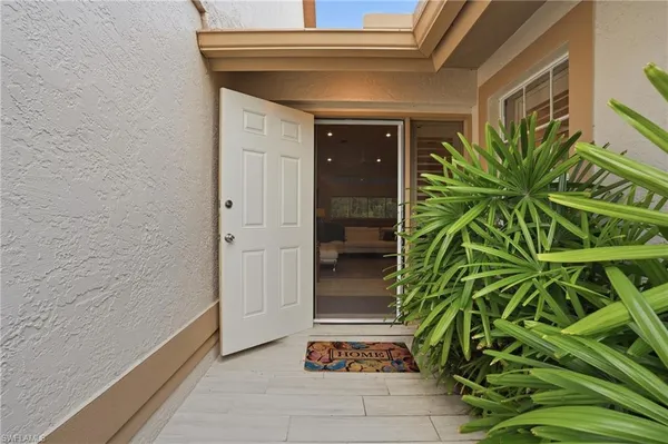 a view of entryway with a potted plant and front door