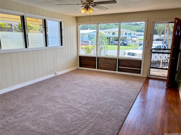 an empty room with windows