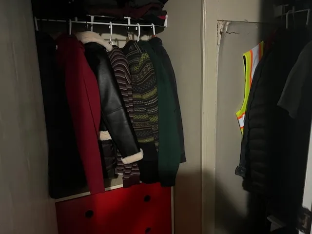 a close view of walk in closet