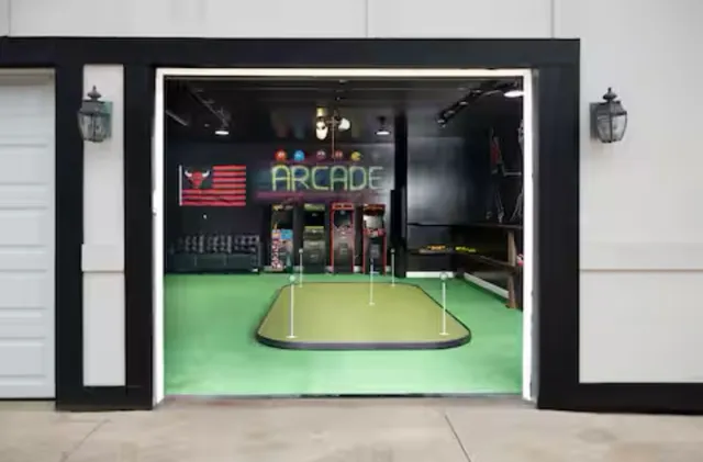 a group of people sitting in front of a building