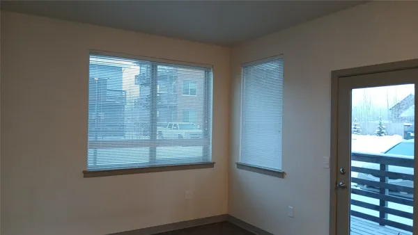 a view of a small space with a window