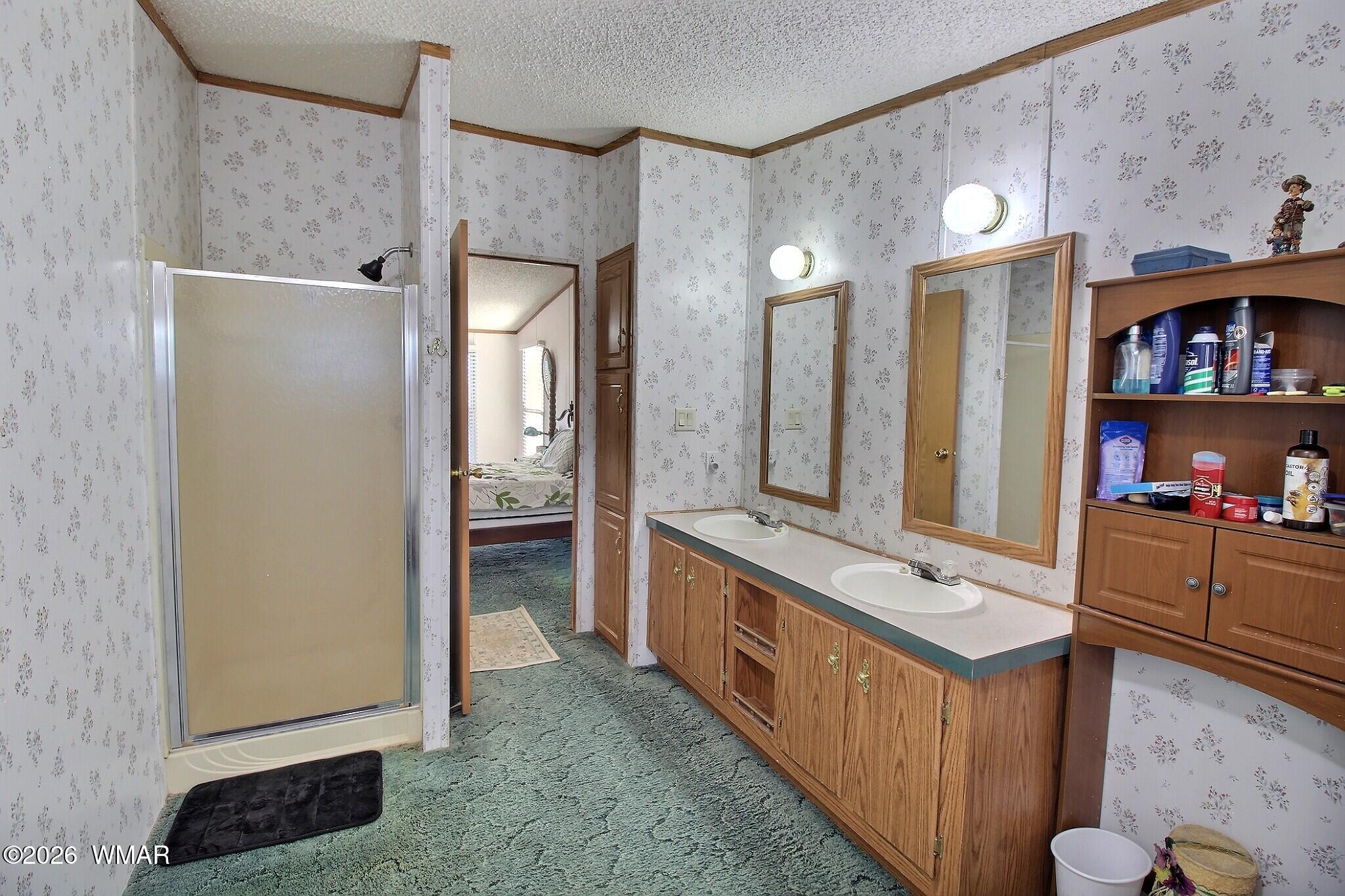 4710 Hay Hollow Road Snowflake, AZ 85937 - Photo 7 of 20 a bathroom with a double vanity sink a mirror and a bathtub