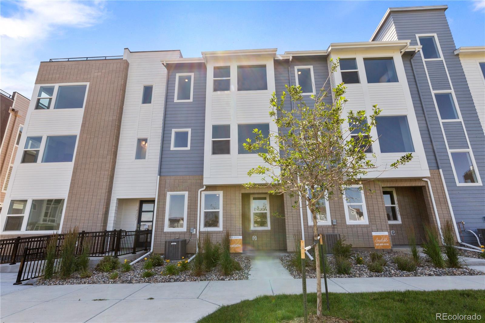 a front view of a multi story building