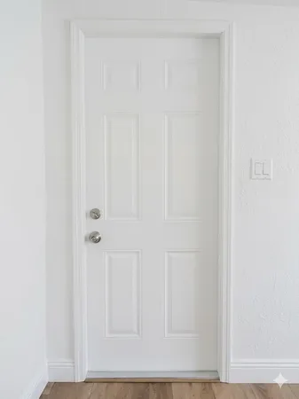 a view of wooden door