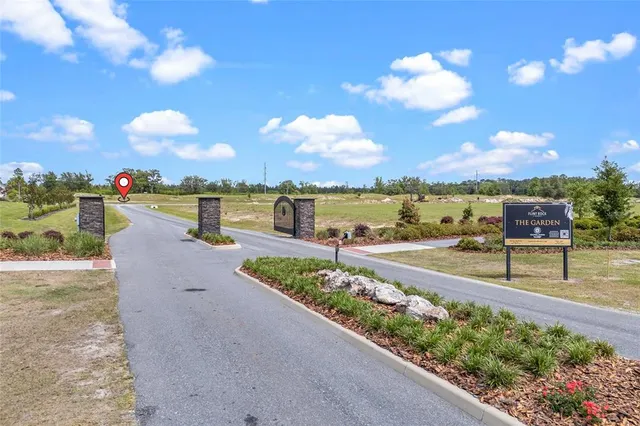 a view of a tennis ground with a large tree