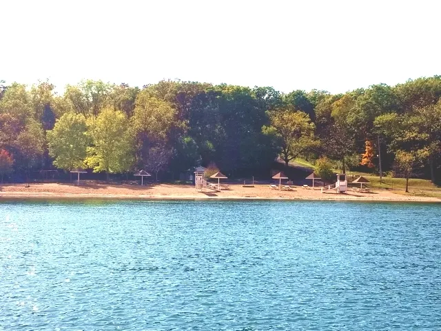 a view of a lake with outdoor space