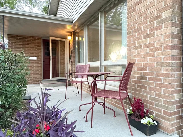a view of an outdoor space with seating area