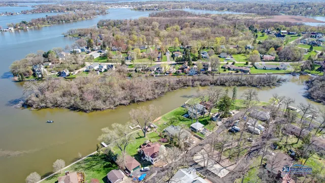 a view of a lake with a lake in the background