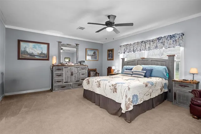 a bedroom with a bed and a television