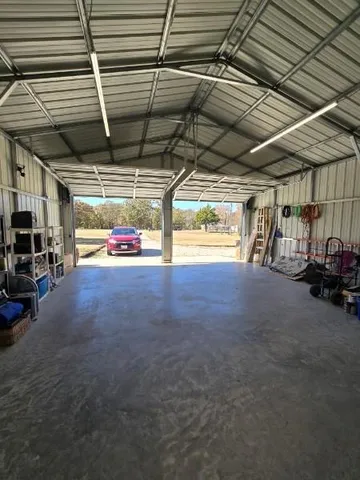 a view of a garage with furniture