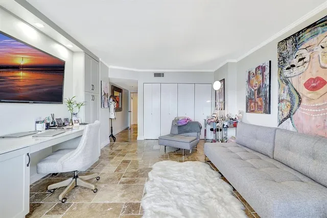 a living room with a couch and a coffee table