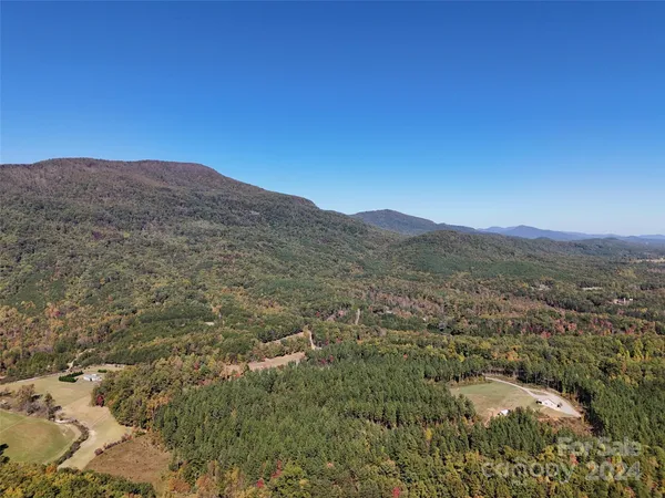 a view of a mountain in the distance in a field