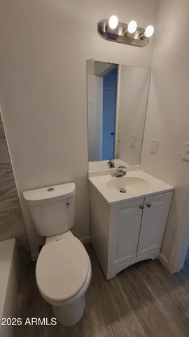 a bathroom with a shower and a toilet