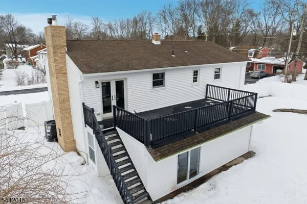 a view of a balcony with stairs