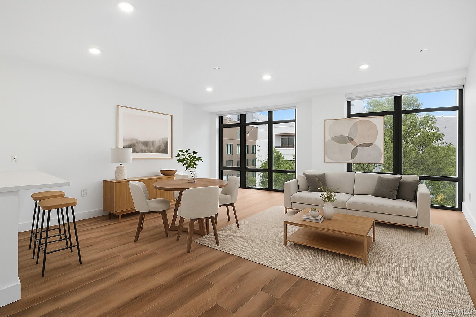 199 East Post Road, Unit 202 White Plains, NY 10601 - Photo 2 of 21 a living room with furniture and a large window