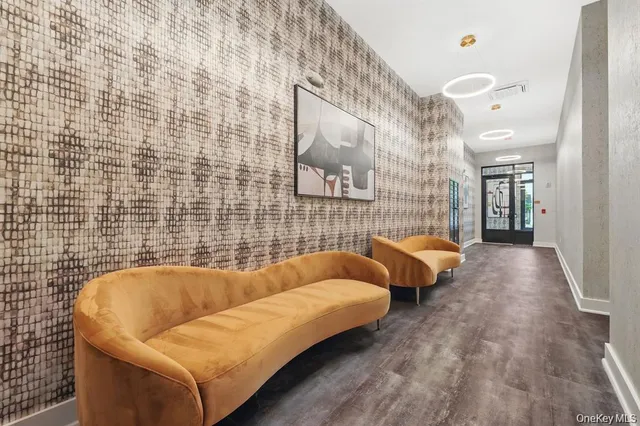 a bathroom with a blue tub