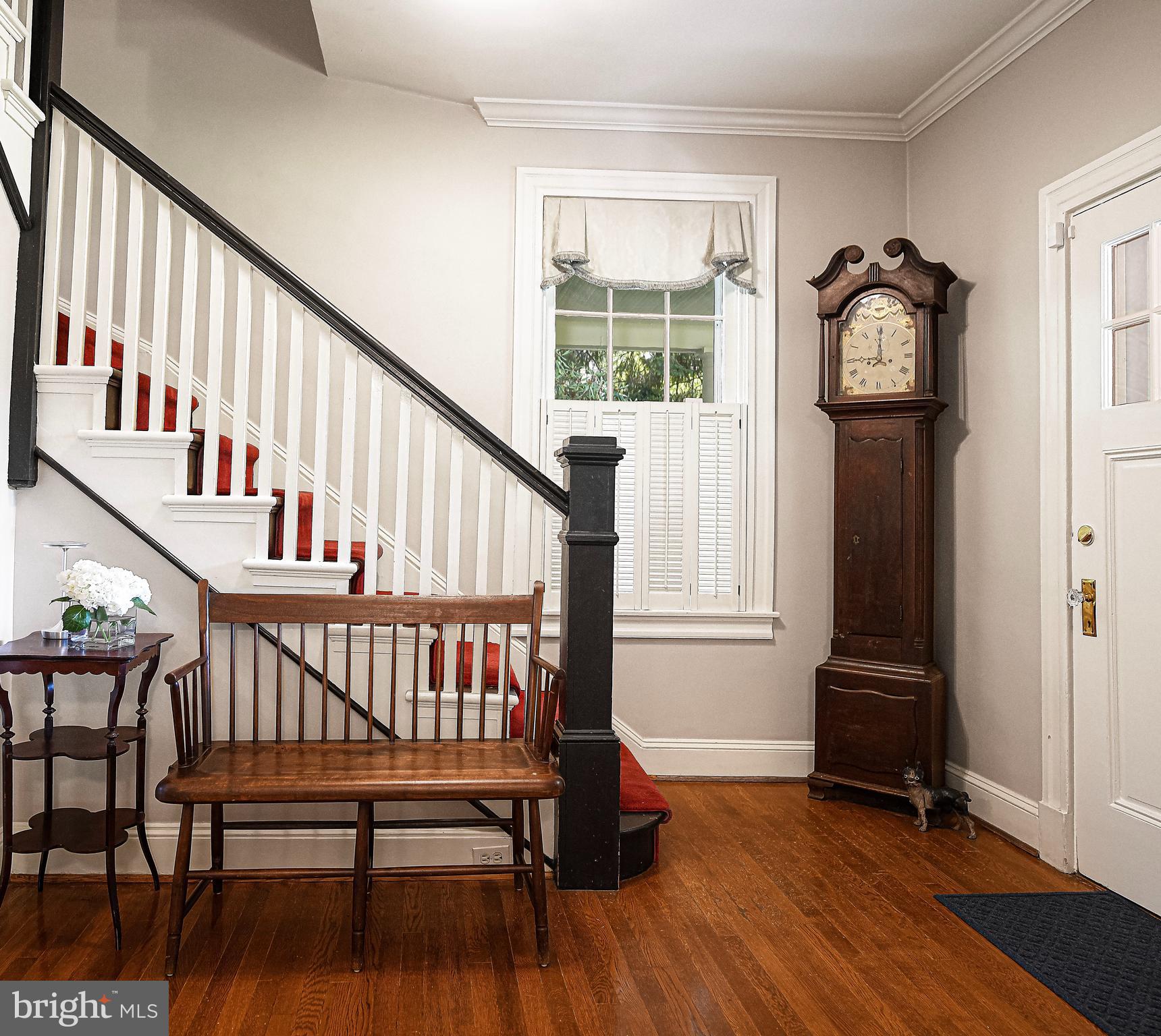 Entryway of the home. Hardwood floors main level
