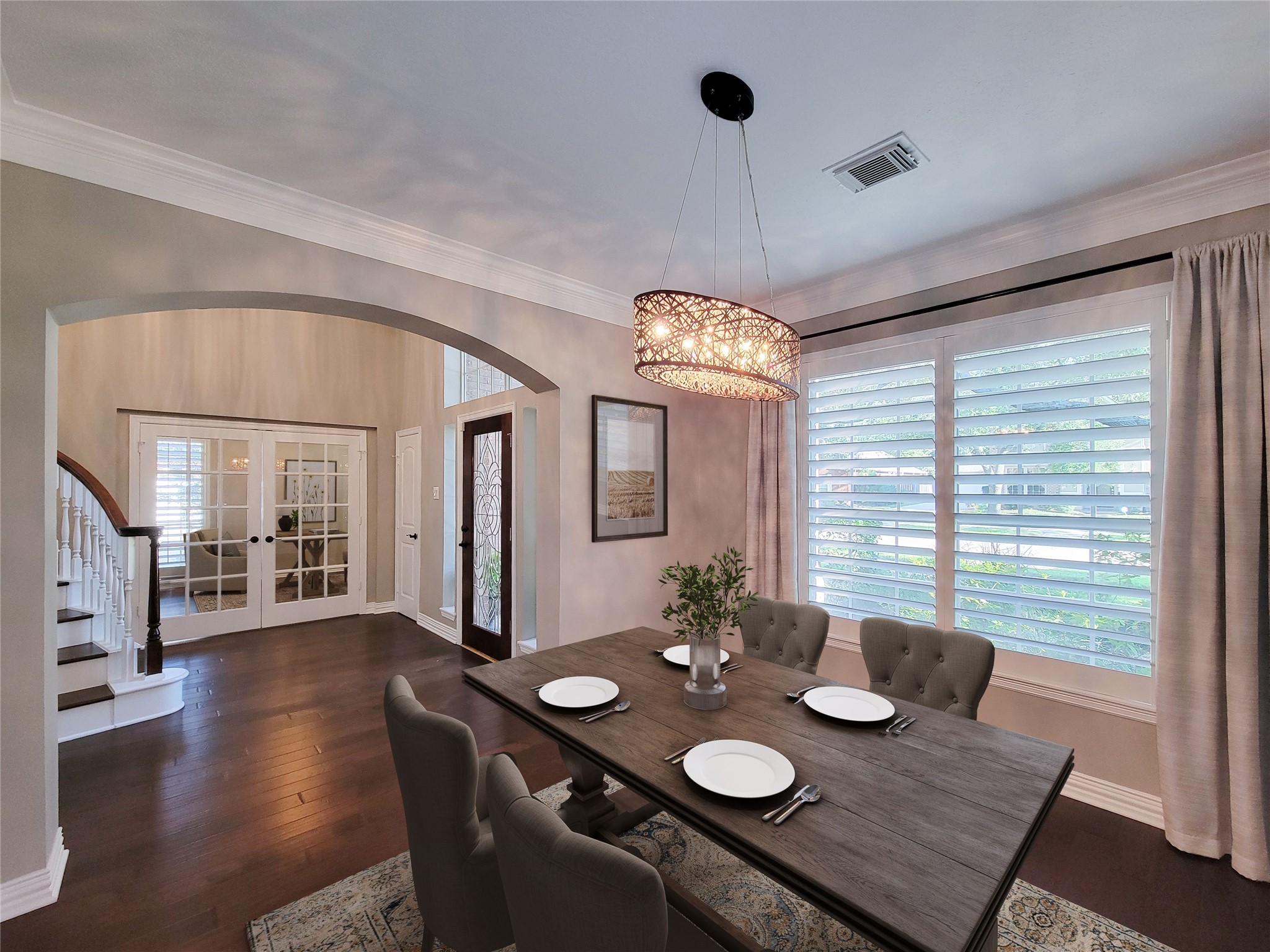 5507 Evening Shore Drive Houston, TX 77041 - Photo 10 of 50 a view of a dining room with furniture wooden floor and chandelier