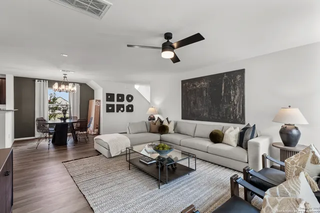 a living room with furniture