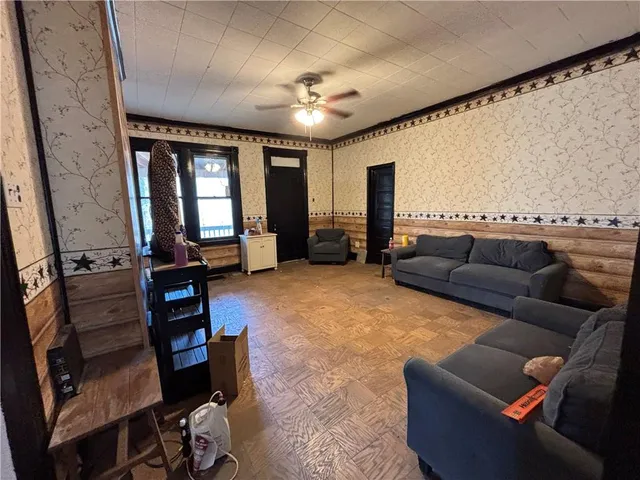 a living room with furniture