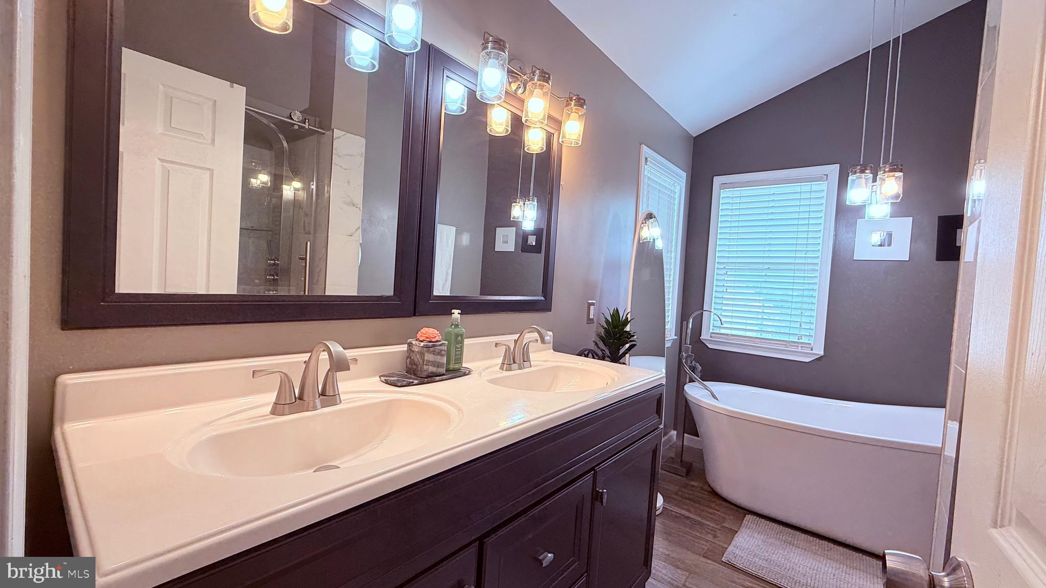 8905 Springview Road Philadelphia, PA 19115 - Photo 102 of 113 a bathroom with a sink a large mirror and a bathtub