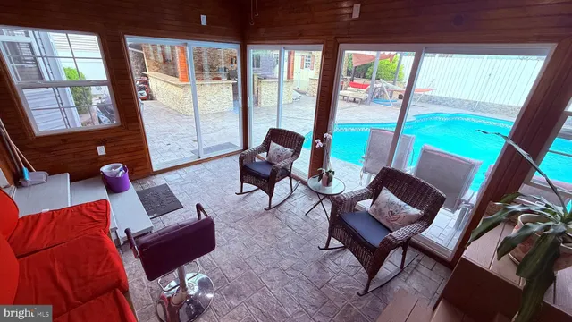 a bedroom with furniture and a bed