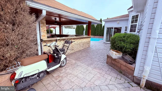 a car parked in front of a house