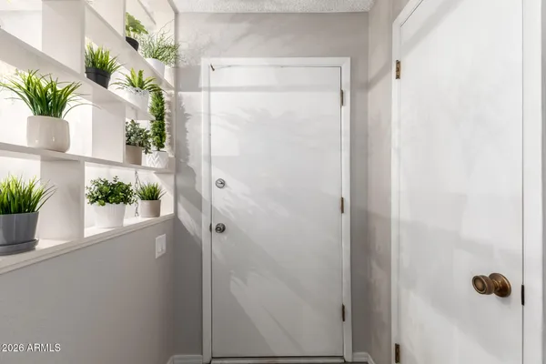 a view of a glass door