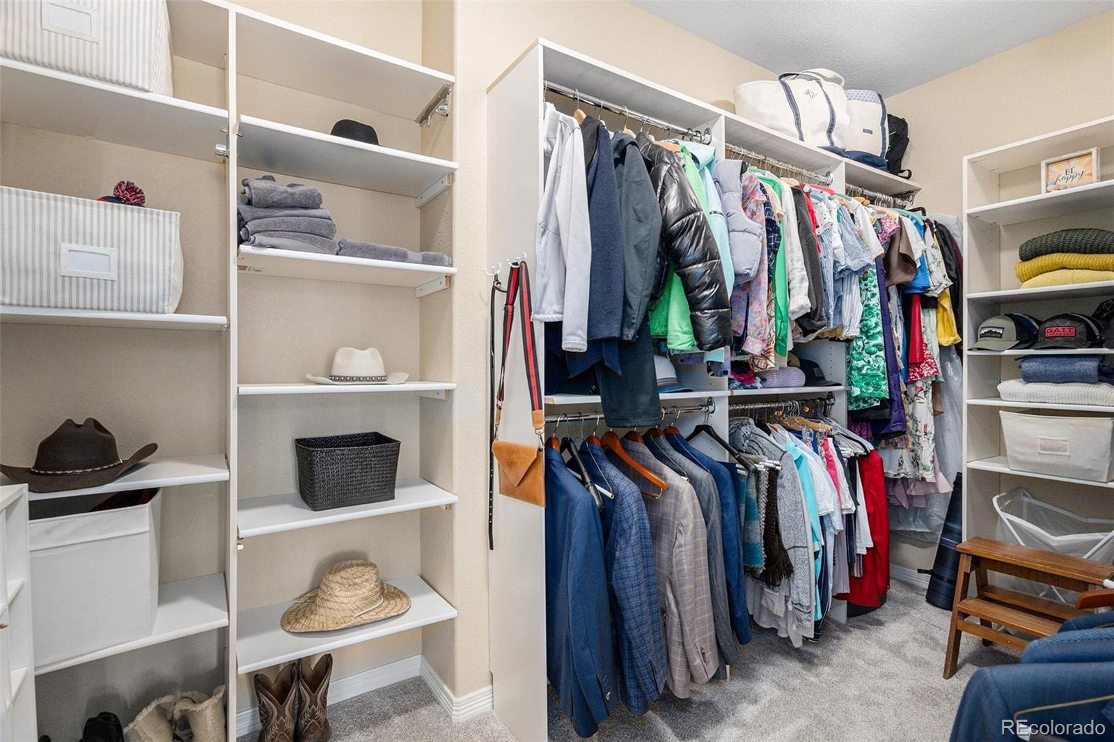 10869 Valleybrook Circle Highlands Ranch, CO 80130 - Photo 28 of 46 a view of walk in closet with clothes and shoes