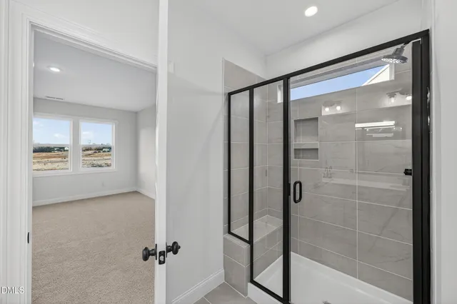 a view of a room with a window