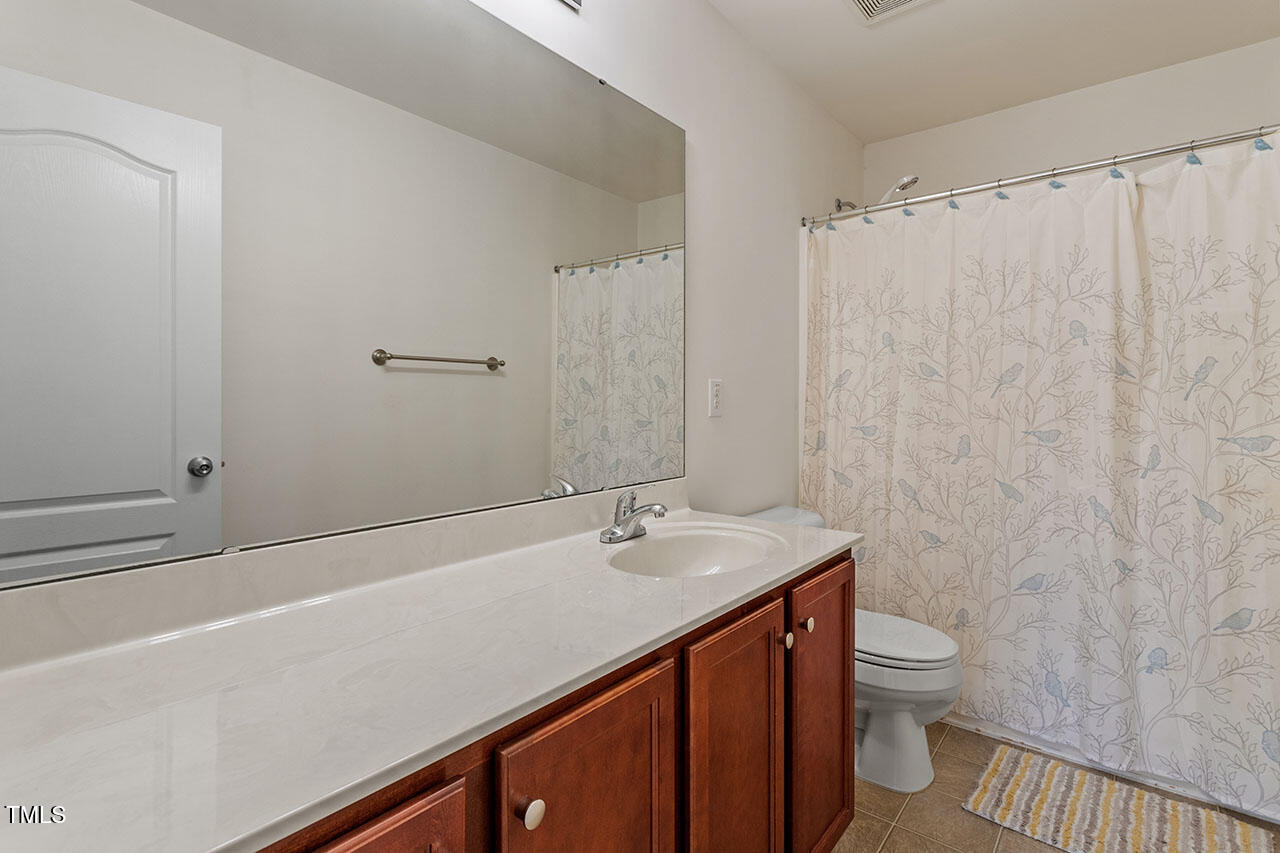 4817 Kitledge Drive Raleigh, NC 27610 - Photo 22 of 28 a bathroom with a sink a toilet and shower