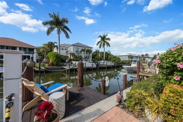 a lake view with palm trees
