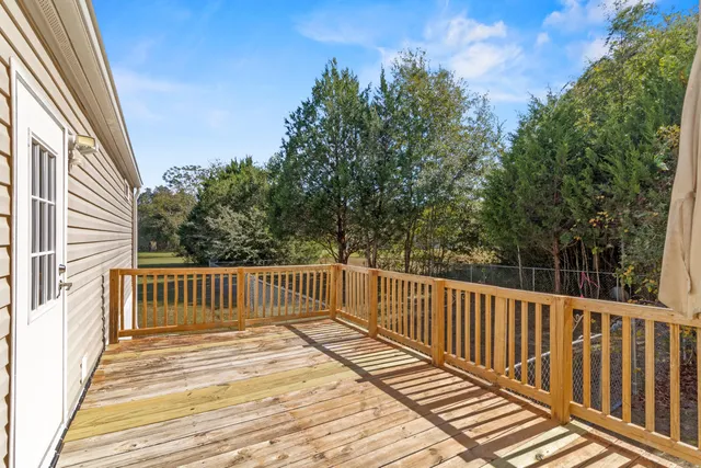 a view of a wooden deck