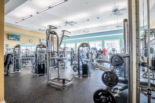 a view of a room with gym equipment