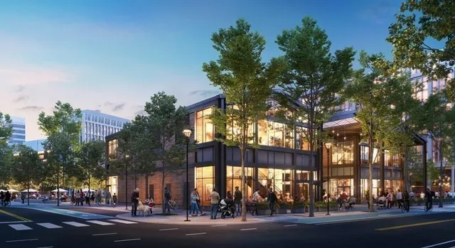 a view of a city with tall buildings