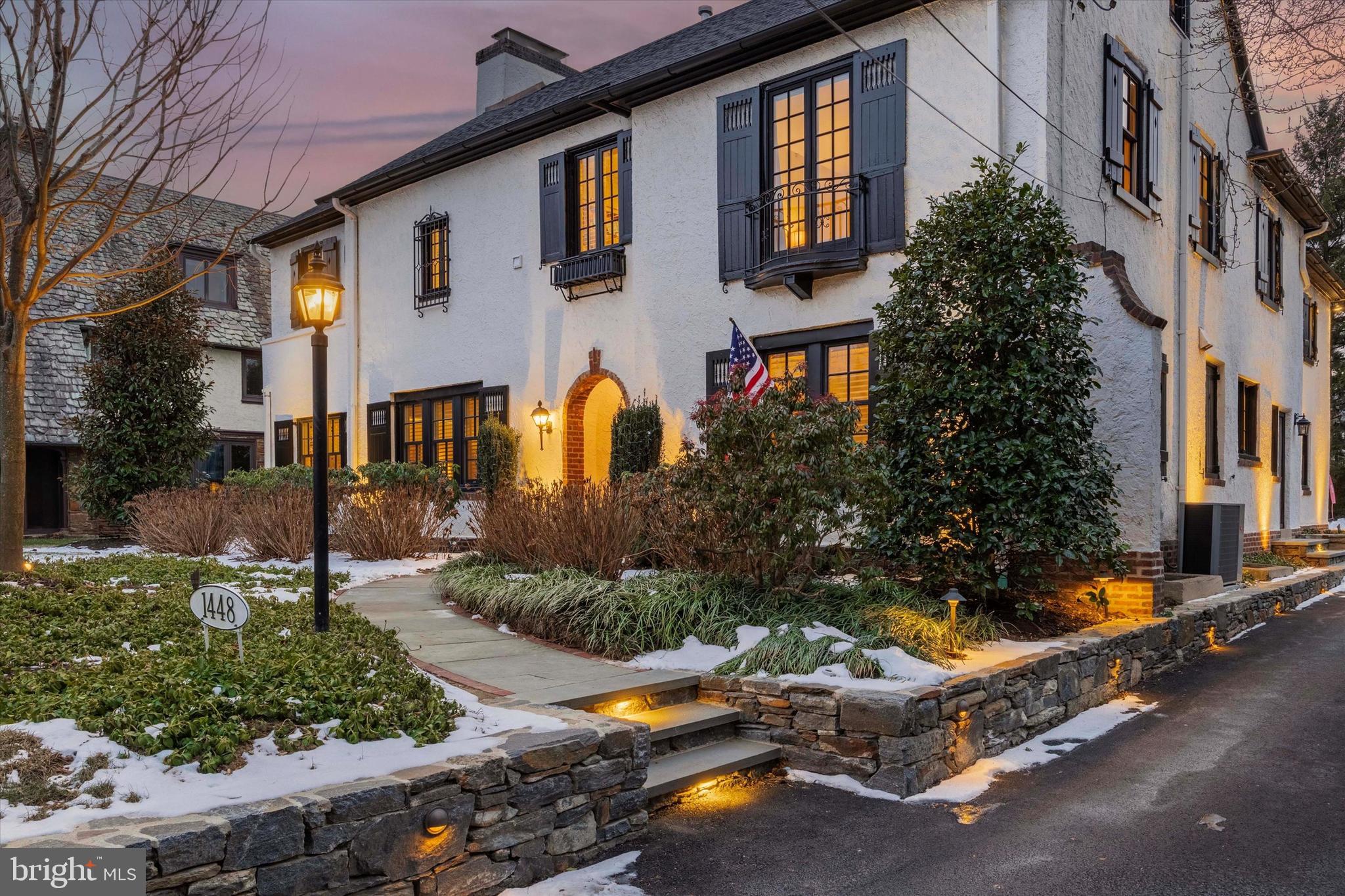 1448 County Line Road Bryn Mawr, PA 19010 - Photo 3 of 40 Mature Landscaping and Accent Lighting