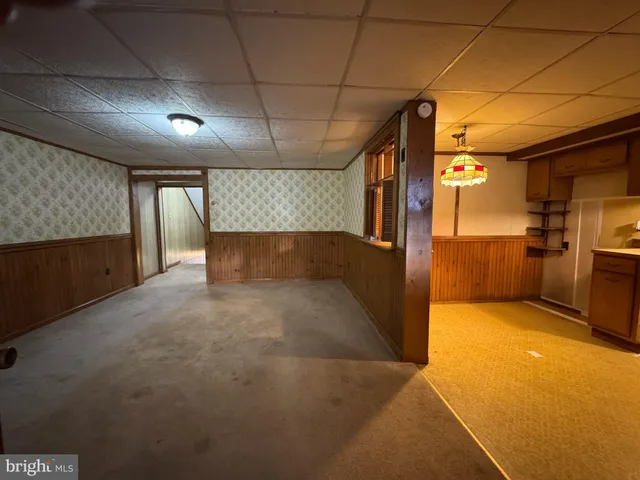 a large room with windows