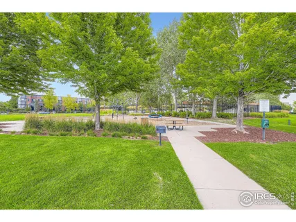 a view of yard with swimming pool and green space